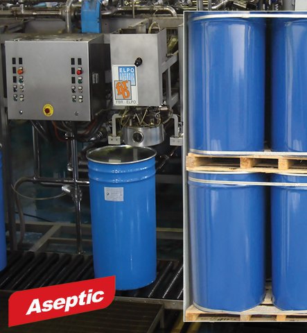 Aseptic tomato paste in blue drum