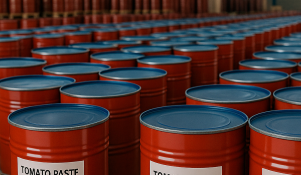 Buy tomato paste – industrial warehouse with export-ready barrels