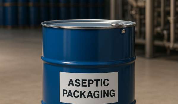 Aseptic drum packaging for tomato paste