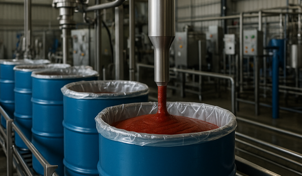 Aseptic organic tomato paste production in a modern factory