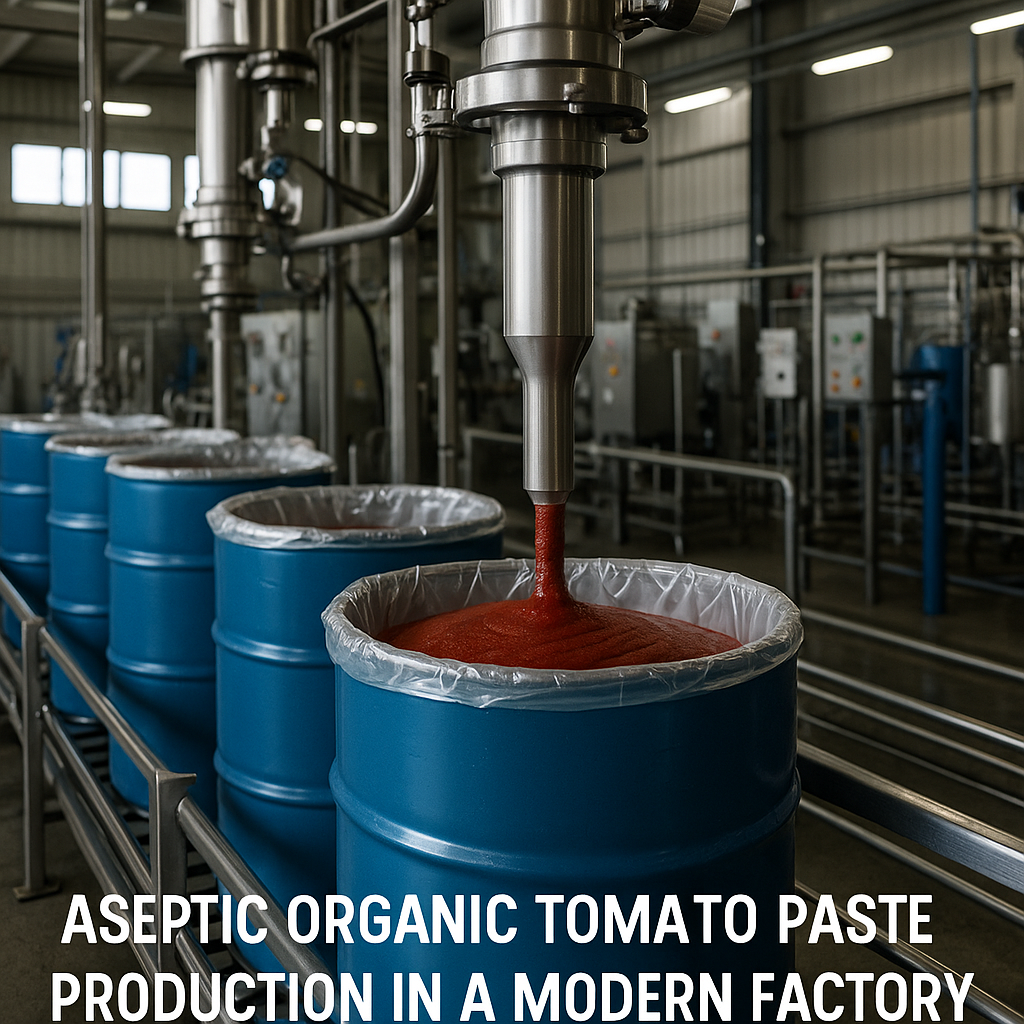 Aseptic organic tomato paste production in a modern factory