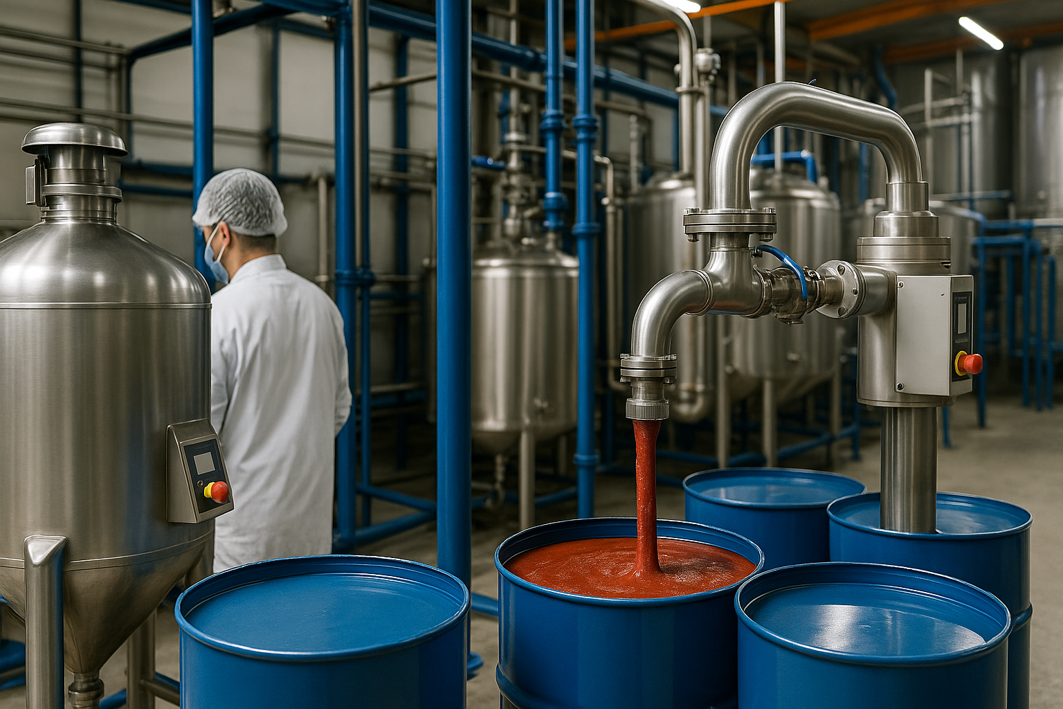 Aseptic tomato paste production line in modern factory in Asia – export benefits