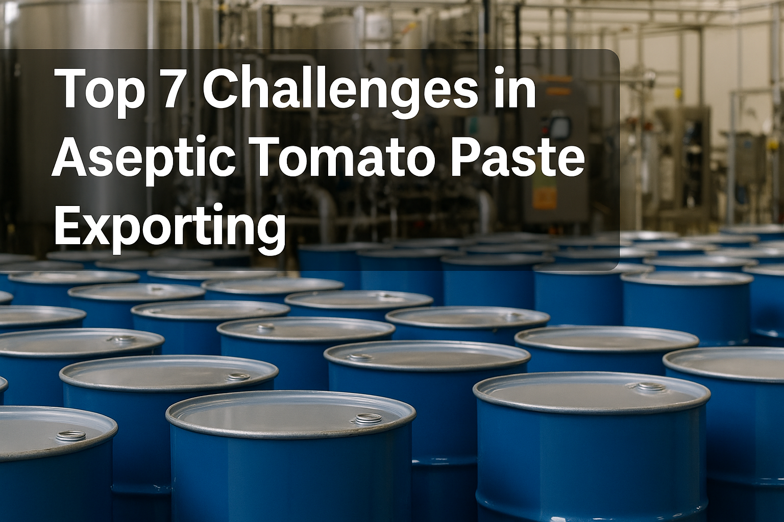 Aseptic tomato paste export facility showcasing industrial packaging and logistics challenges