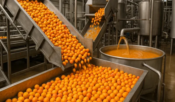Apricot juice concentrate production line with conveyor and aseptic filling equipment