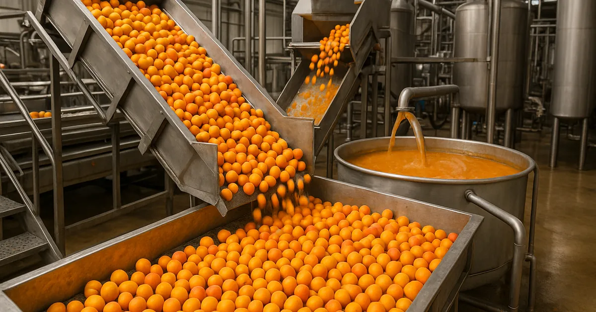 Apricot juice concentrate production line with conveyor and aseptic filling equipment