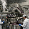 Blueberry juice concentrate production in an industrial processing facility
